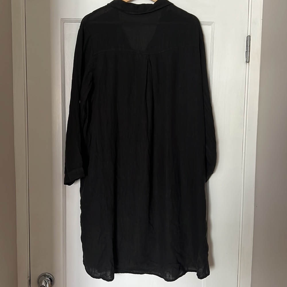 Match Point Black Linen Button Down Duster - image 7